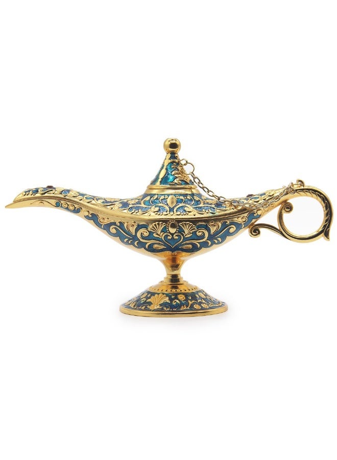 AVESON Classic Vintage Aladdin Magic Genie Costume Lamp Home Table Decoration & Gift, Golden Blue - Image 1
